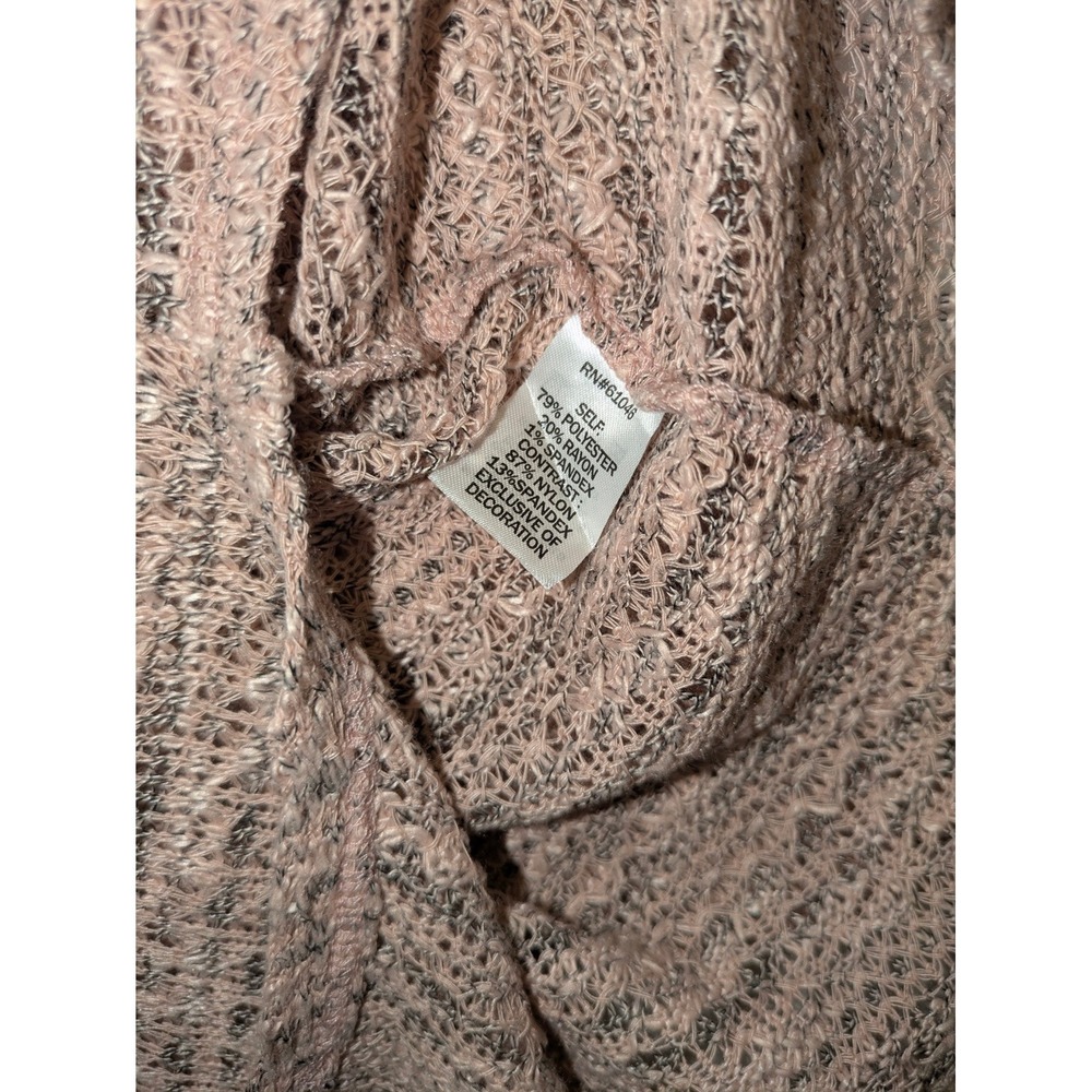 Vanity Medium Pink Knit High Low Lace Shoulder Top Women's Lightweight Tunic - Picture 5 of 9